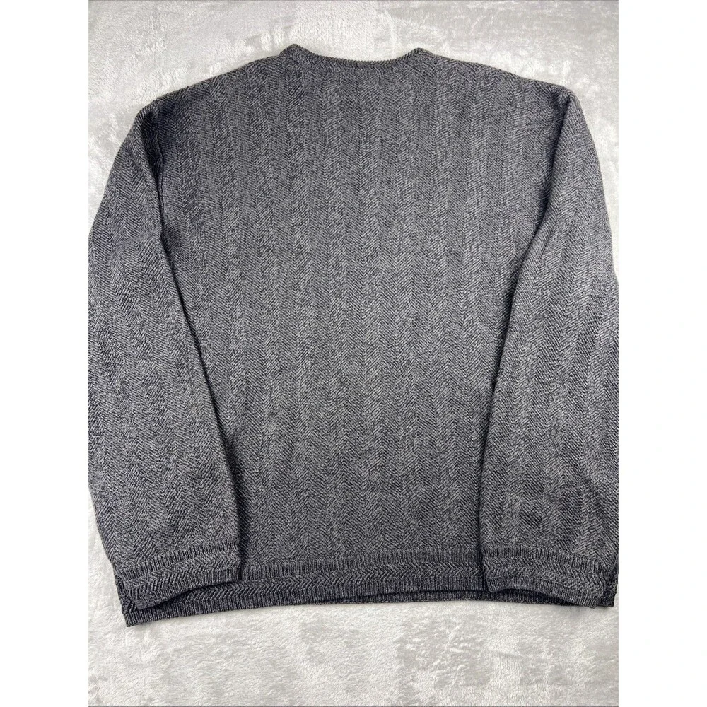 Ralph Lauren Chaps Men's XXL Thick Knit Sweater Gray Hand Framed Cotton Vintage